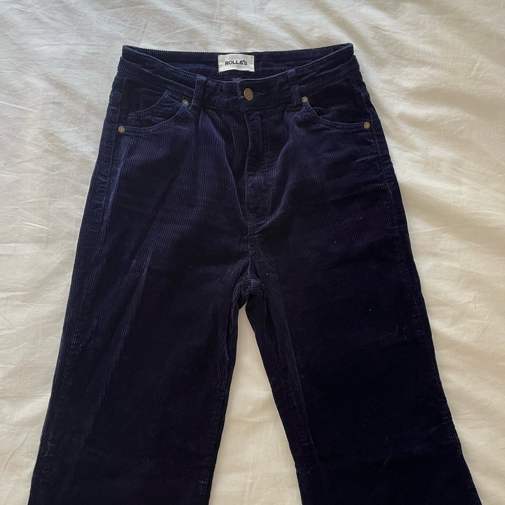 Rolla's navy corduroy flares